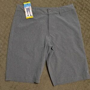 Hang Ten Men's Quick Dry Gray Striped Hybrid Board Shorts Swim Beach Surf